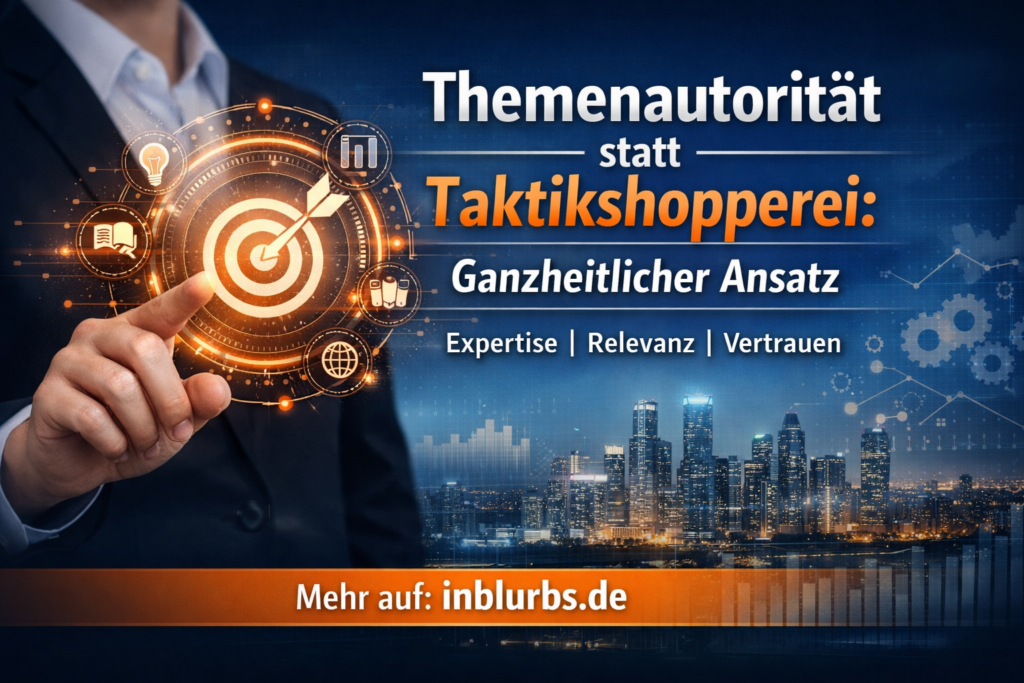 Themenautorität ganzheitlich aufbauen, Ganzheitlicher Marketing-Ansatz, Content-Strategie Themenführung, Autorität durch Inhalte, Langfristige Markenautorität entwickeln, Ganzheitliche Content-Architektur, Trust-basierte Customer Journey, SEO Content Governance, Qualität vor Quantität Themen, Mehrwert-orientierte Inhalte