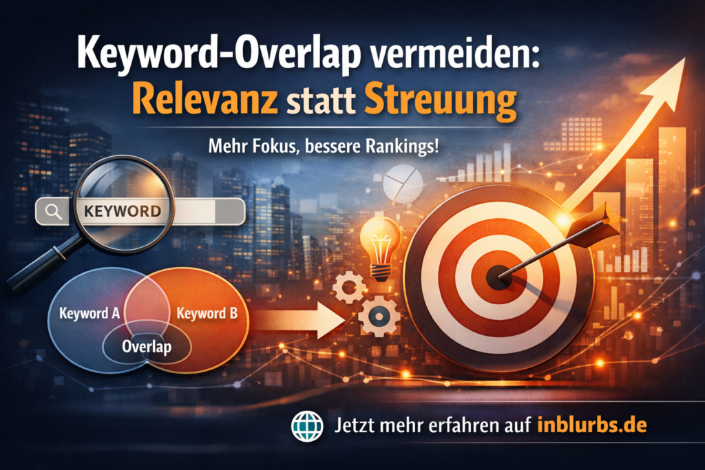 Relevanz statt Streuung, Keyword Overlap vermeiden, Themenfelder klare Abgrenzung, Pillar Content Struktur, Cluster Inhalte Verlinkung, Intent-basierte Keyword-Strategie, Interne Verlinkung Relevanz, Thematische Taxonomie Implementierung, Overlap Audit Regelmäßigkeit, Relevante Inhalte Fokus