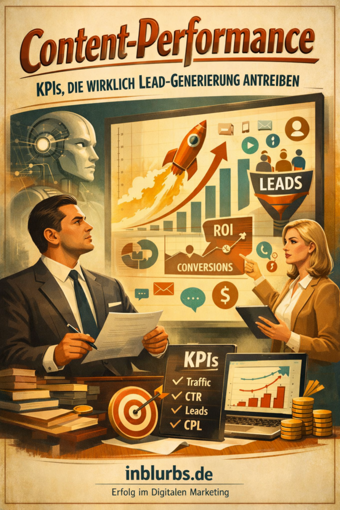 Content-Performance Lead-Kennzahlen, KPI-basierte Lead-Generierung, Lead-generierende KPIs Inhalte, Conversion-orientierte Content-Metriken, Engagement-zu-Conversions KPI, Content-KPI Messung Leadqualität, Traffic zu Leads KPI, Qualifizierte Leads KPI, ROI Content-Performance KPIs, Attribution Lead-Generierung KPIs, inblurbs inbound marketing