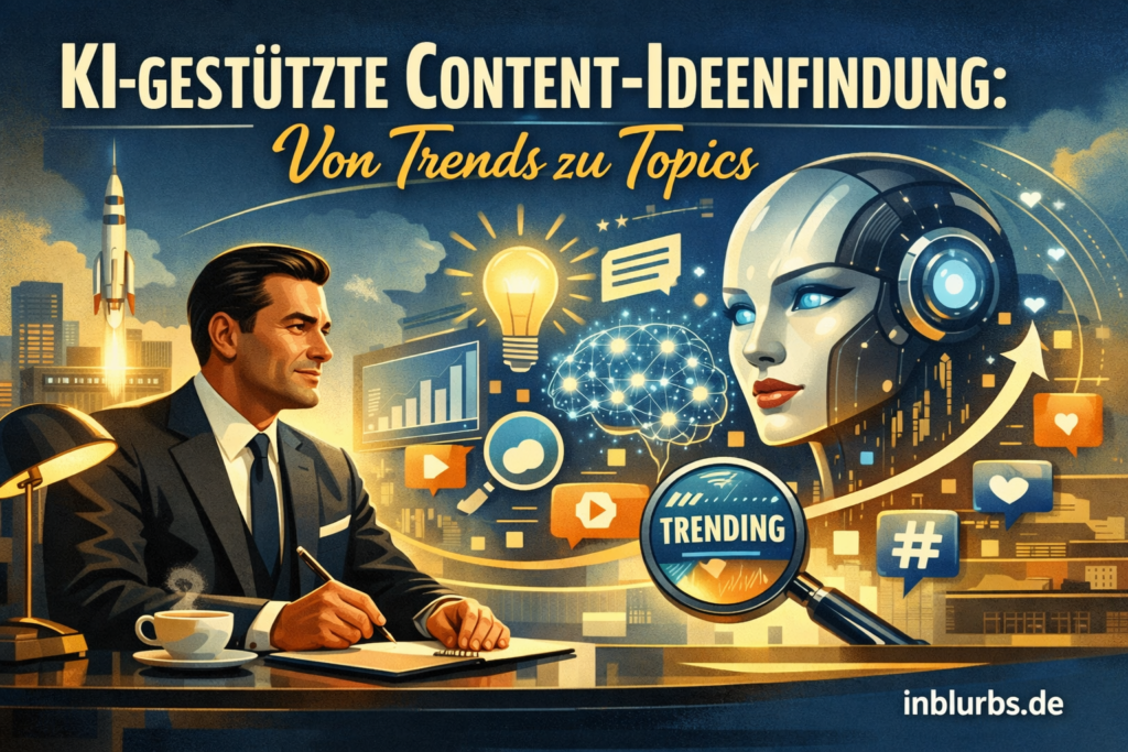 KI Content Ideenfindung, Trends zu Topics, KI Trendanalyse Inhalte, Automatisierte Topic Generierung, Content-Ideen Generierung KI, Trendbasierte Inhaltsideen KI, Themenvorschläge KI-gestützt, Content Planning KI-Tools, Trend-Erkennung Content-Ideen, KI Content Strategien, inblurbs inbound marketing