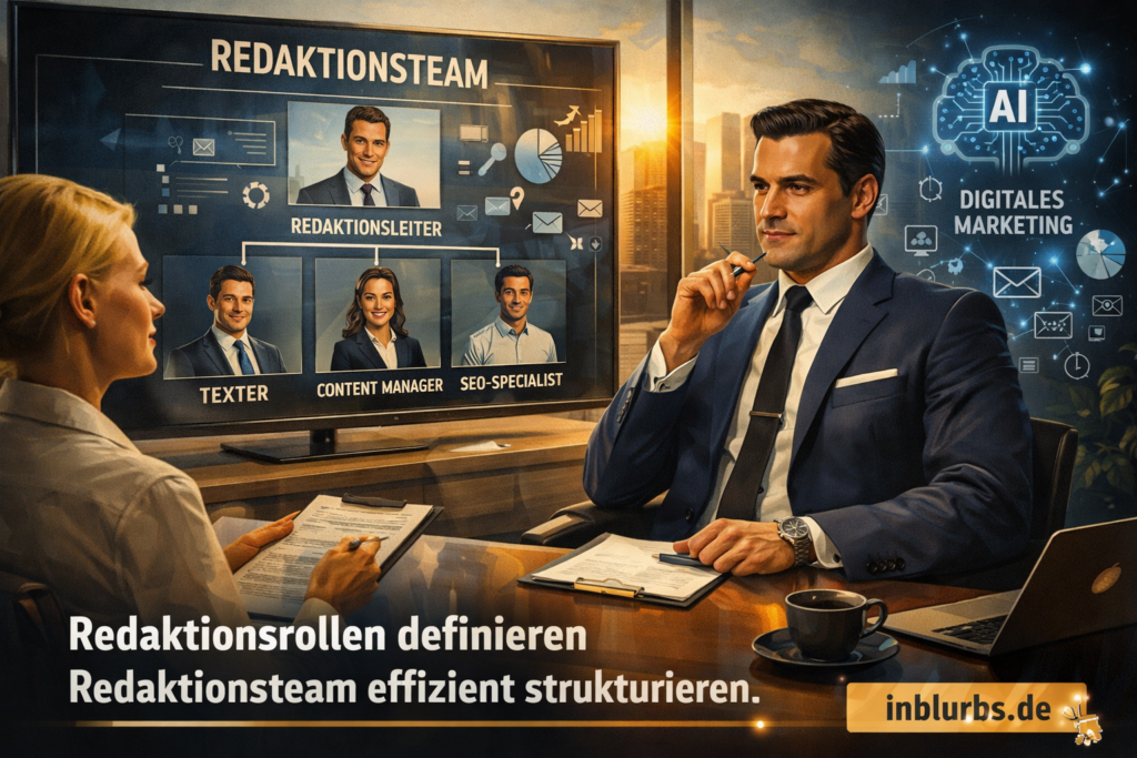 Redaktionsrollen definieren, Redaktionsteam effizient strukturieren, Content-Team Rollenverteilung, Redaktionelle Rollen Aufgaben, Teamstruktur Content-Management, Workflow Redaktionsprozesse optimieren, Redaktionsteam Rollenbeschreibung, Content Produktion Organisation, Publishing-Workflow Rollenverteilung, Aufgabenverteilung Redaktionsteam, inblurbs inbound marketing