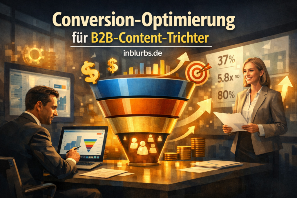 Conversion-Optimierung B2B, Content-Trichter B2B, B2B CRO Strategien, Zielgruppenspezifische Inhalte B2B, Lead-Generierung Content-Marketing, Vertriebsziel-Orchestrierung B2B, Buyer-Journey Inhalte B2B, Landing-Page Optimierung B2B, Funnel-Optimierung B2B, Content-Strategie Entscheidungsprozess, inblurbs inbound marketing