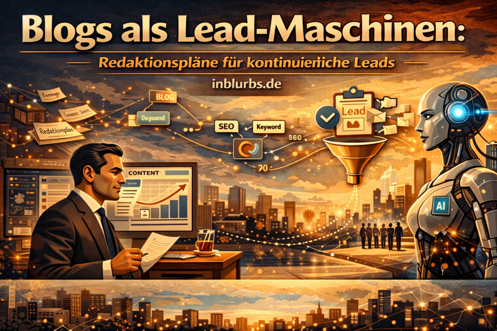 Blog Lead-Generierun, Redaktionsplan kontinuierliche Lead, Content Marketing Strategie, SEO Blog Lead, Themenplanung Leadgenerierun, Redaktionelle Inhalte Lead, Leadmagnet Content Idee, Blog Traffic Leadgenerierun, Content Kalender Lead, Kundenzentrierter Content, inblurbs inbound marketing