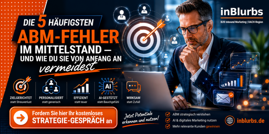 account based marketing, zielkunden gezielt ansprechen, personalisierte kundenansprache b2b, b2b marketing strategie, linkedin lead generierung, vertrieb marketing alignment, leadgenerierung für kmu, kundengewinnung im mittelstand, account basierte strategie, b2b wachstum steigern, inblurbs inbound marketing 