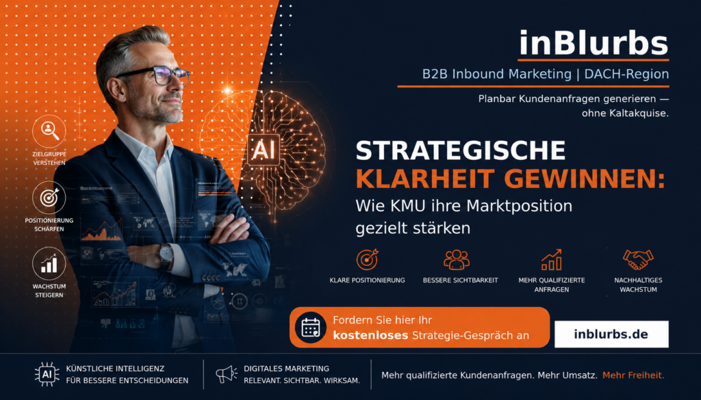 strategische Marktposition stärken, digitale Wettbewerbsfähigkeit steigern, nachhaltige Marktposition entwickeln, zielgerichtete Unternehmensstrategie entwickeln, wettbewerbsvorteile gezielt ausbauen, markenpositionierung erfolgreich optimieren, kundenorientierte Wachstumsstrategie umsetzen, langfristige Wettbewerbsvorteile sichern, datenbasierte Marktanalyse nutzen, erfolgreiche Unternehmenspositionierung für KMU, inblurbs inbound marketing