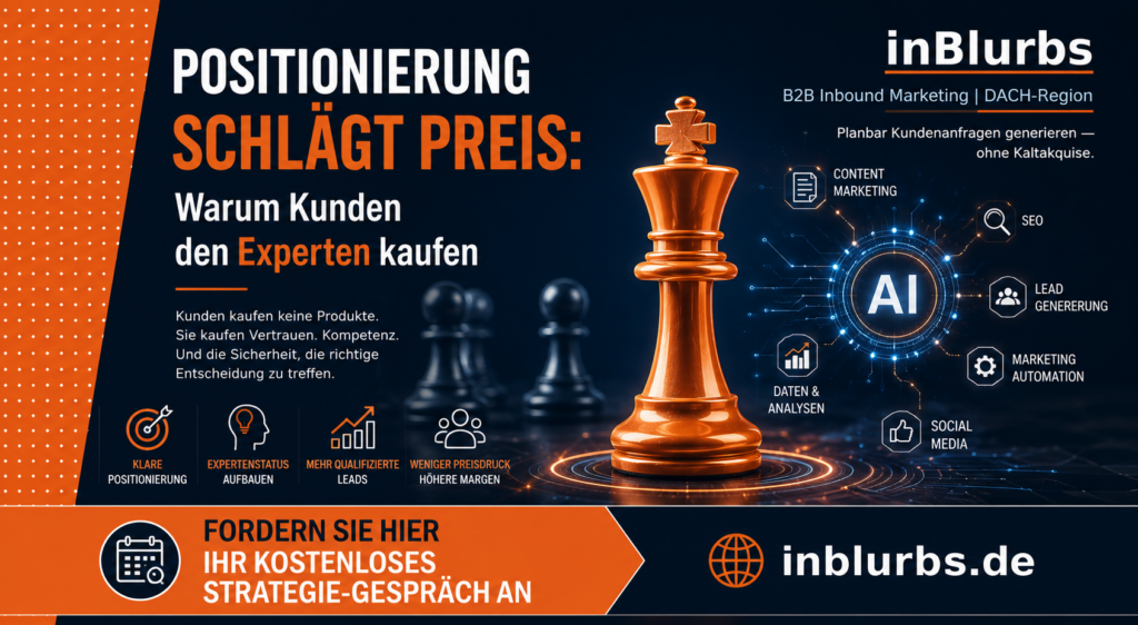 B2B Positionierung entwickeln, Experten Status aufbauen, Marketing Strategie Mittelstand, Vertrauen Kunden gewinnen, Content Marketing B2B, Inbound Marketing erfolgreich, Zielgruppe klar definieren, Digitale Sichtbarkeit erhöhen, B2B Markenstrategie entwickeln, Experten Positionierung stärken