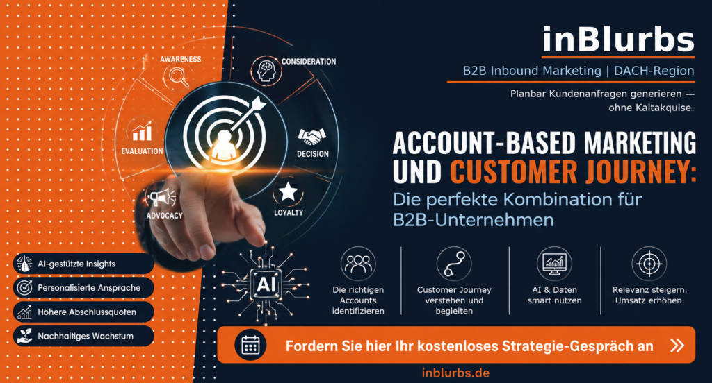 Account Based Marketing, Customer Journey B2B, B2B Marketing Strategie, Account Based Marketing KMU, B2B Kunden gewinnen, Customer Journey Marketing, strategisches B2B Marketing, B2B Marketing Automation, B2B Marketing mit Daten, Generative Engine Optimization, inblurbs inbound marketing